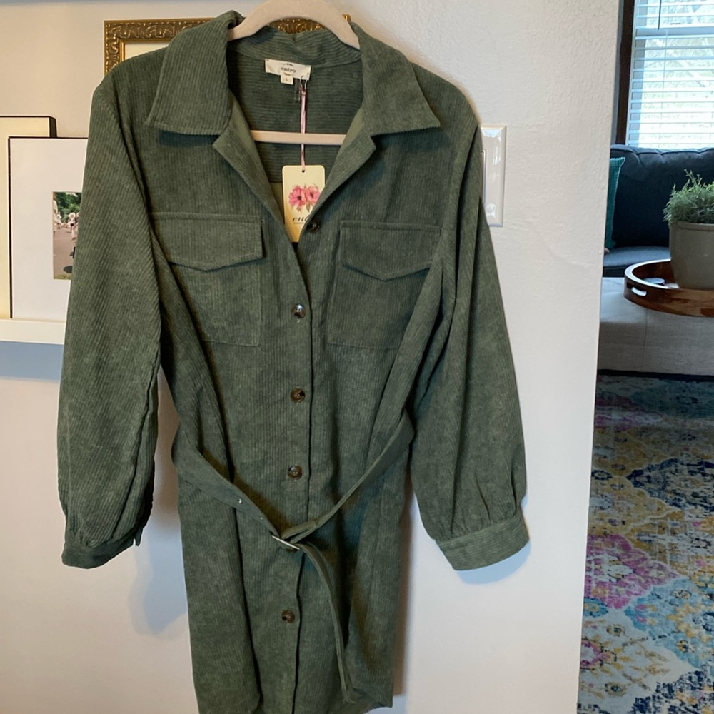 Entro Women’s Green Shirt/ Dress size large NWT